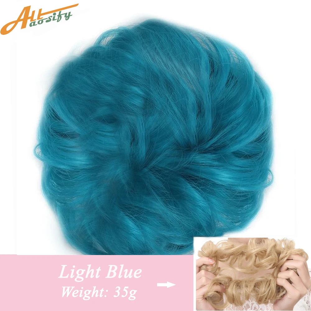 Natural Curly Messy Bun Hair Wigs