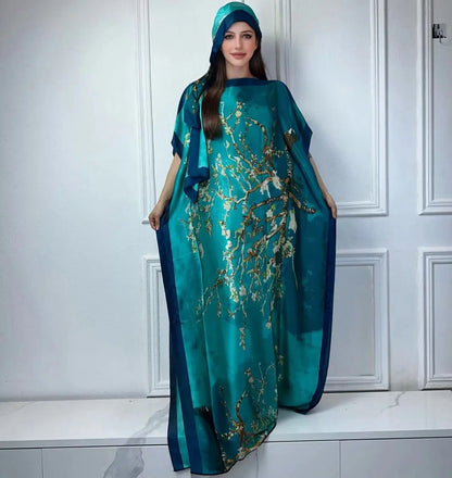 African Muslim Lady Summer Boho Kaftan Dress