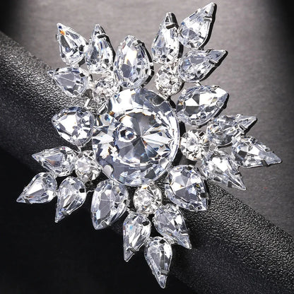 Stonefans Snowflake Exaggerate Finger Round Rhinestone Open Ring