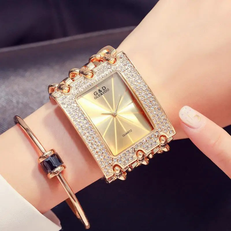 Three Chain Rhinestone Quartz Wrist Watches