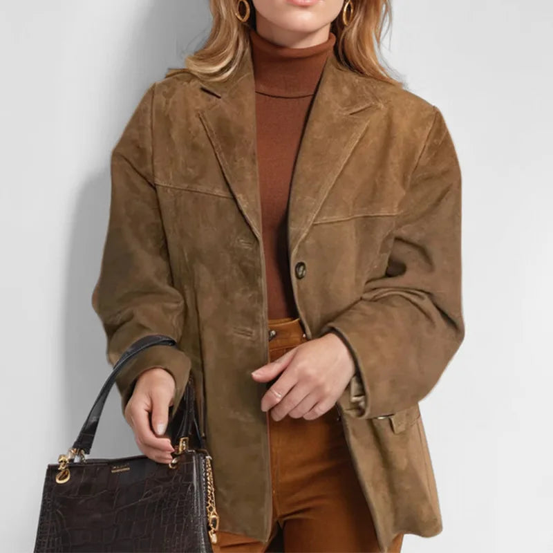 Autumn Winter With Lapel Casual Single Breasted Pocket Long Sleeve Short Coat