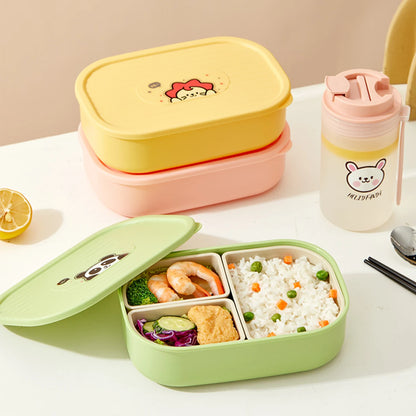 Outdoor Portable Sealed Divided Food Container 3 Grids Plastic Lunch Box