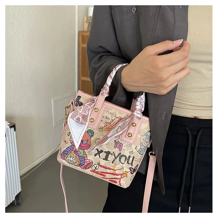 Painted Graffiti Artistic Crossbody Adjustable Shoulder Strap Bag