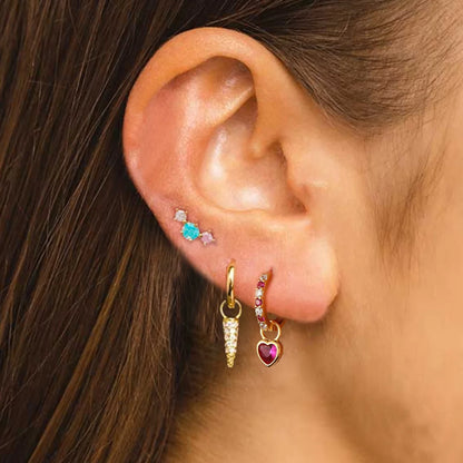 Heart Crystal Zirconia Drop Earrings