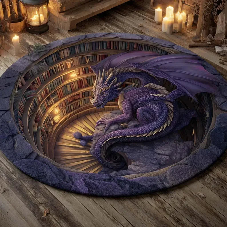 Fantasy Dragon 3D Printed Round Rug Carpet