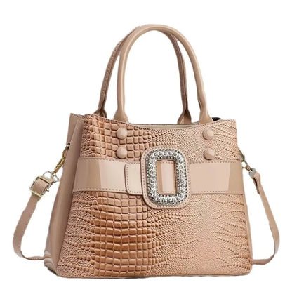 3-Layer Bright Leather Shoulder Large Capacity Tote Bag