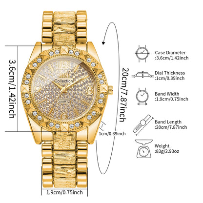 Luxury Diamond Arabic Dial Quartz Wristwatch