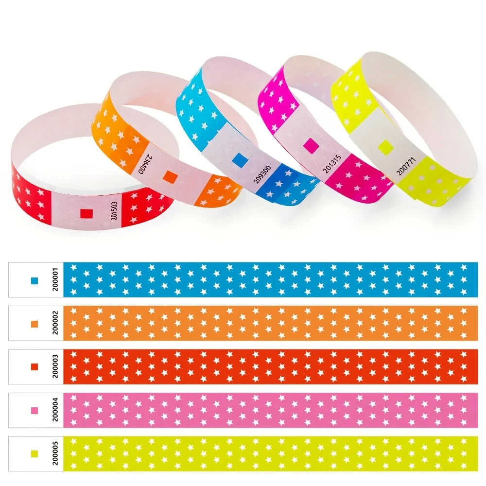 100/500pcs Fluorescent Paper Wristbands
