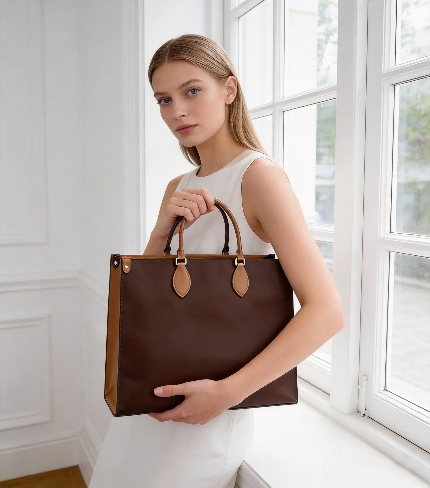 Premium PU Leather Top Handle Tote Luxe Bag