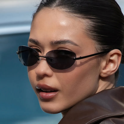 Rimless Y2K Oval Retro Gradient Square UV400 Sunglasses