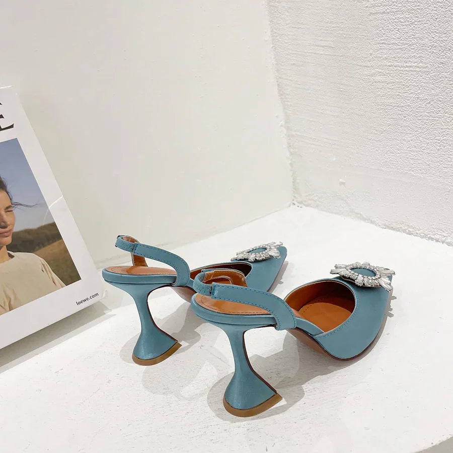 Silk High Heels Luxury Crystal Butterfly Shoes