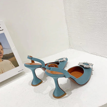 Silk High Heels Luxury Crystal Butterfly Shoes