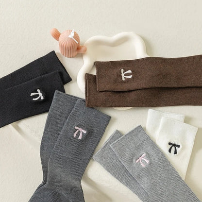 Autumn Winter Sweet Bow Knee High Socks Cotton Long Tube Stockings 3-12Y