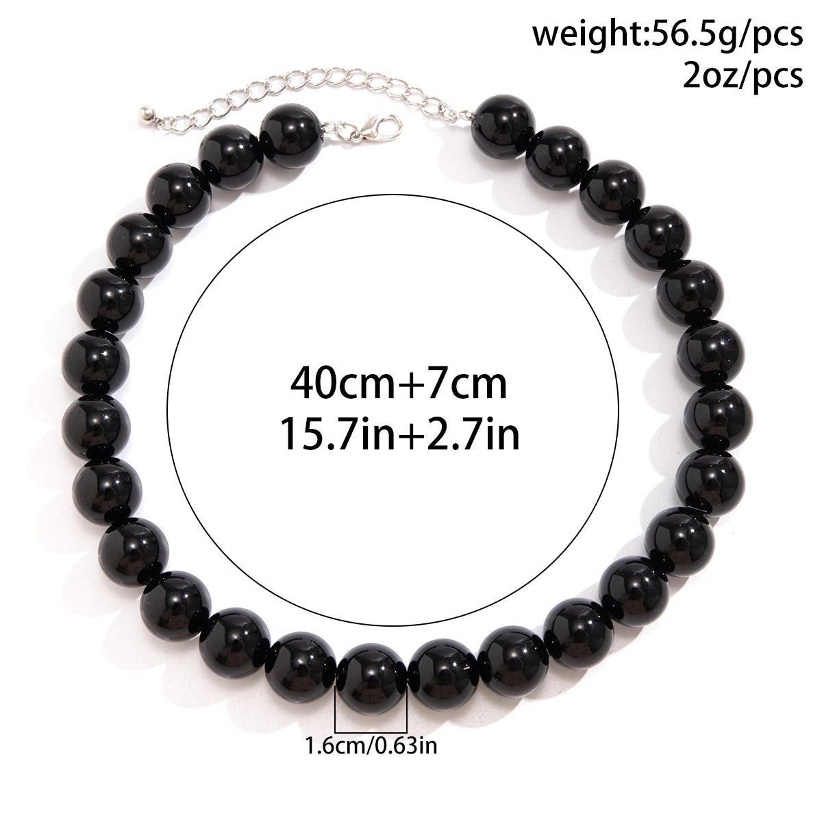 Minimalist Black Acrylic Beaded Choker Retro Exaggerated Large Bead Necklace