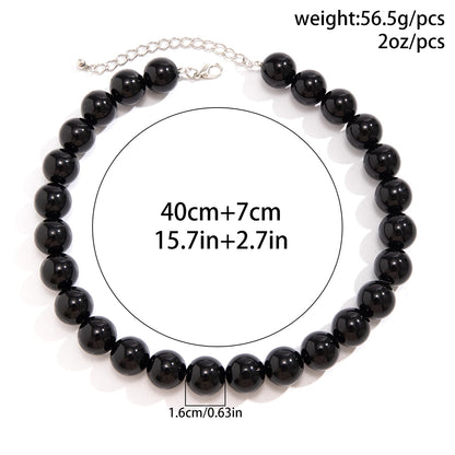 Minimalist Black Acrylic Beaded Choker Retro Exaggerated Large Bead Necklace