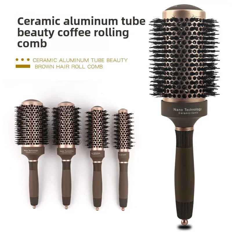 Ceramic Round Barrel Hair Curling Brush Anti Static Round Rolling Brush