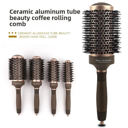 Ceramic Round Barrel Hair Curling Brush Anti Static Round Rolling Brush