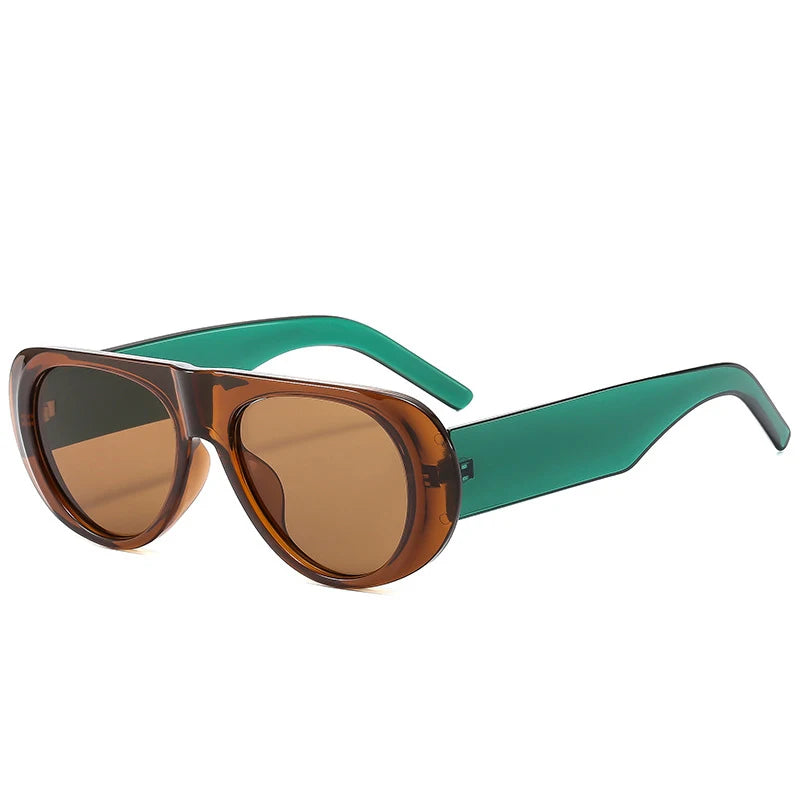 Vintage Big Frame Ellipse Square Sunglasses