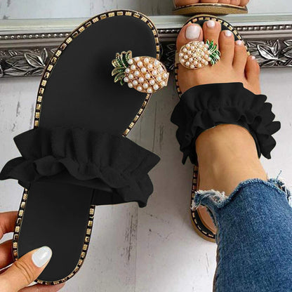 Pearl Flat Toe Bohemian Shoes plus size