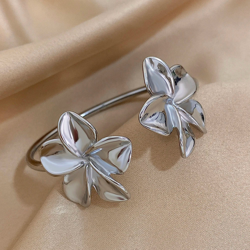 DANA Stainless Steel Flower Cuff Bracelet
