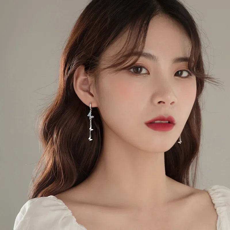 DANA 925 Diamond Butterfly Hoop Earrings