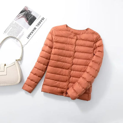Light Down Duck Down Fall Collarless Light Quilted Puffer Coat