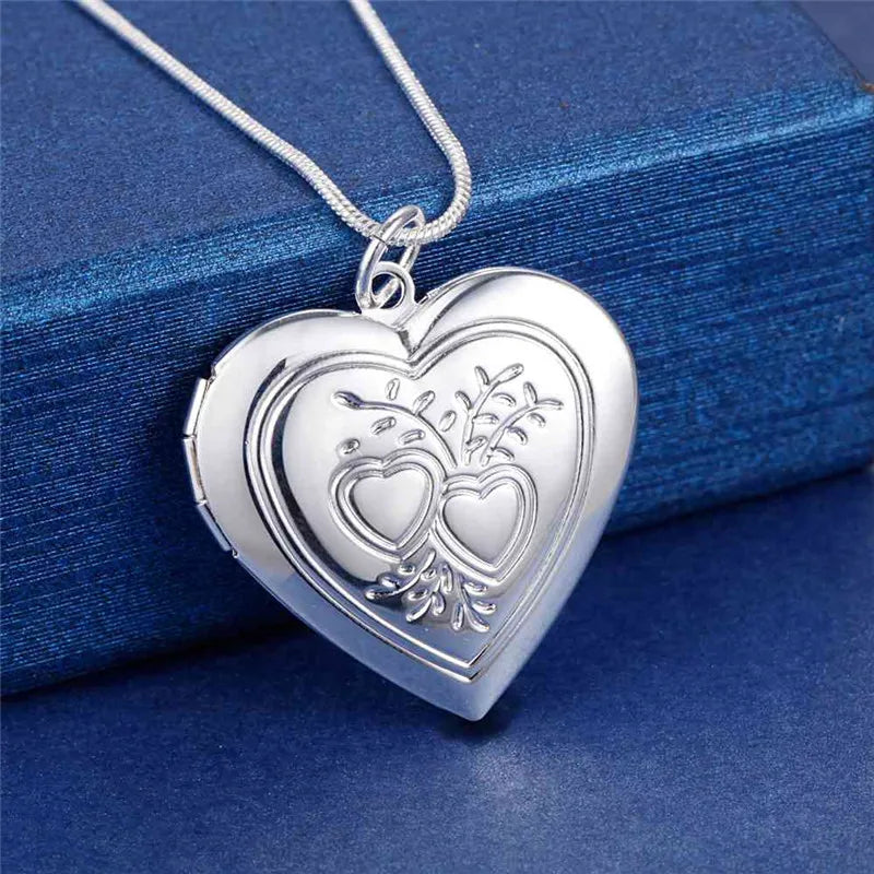 40-75cm 925 Sterling Silver seashell Photo open Frame Necklace