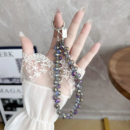 Colorful Mobile Phone Lanyard Chain Stylish Glitter Crystal Bead Pendant Keychain