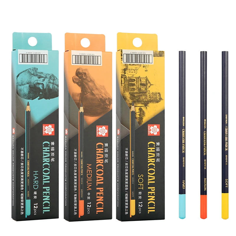 SAKURA Professional Charcoal Wooden Pencil Set