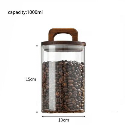 Clear Glass Jar with Bamboo Lid Sealed Canister Food Storage Container