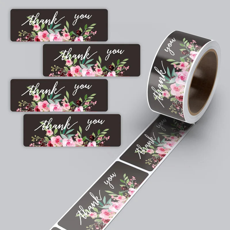 120pcs/Roll Rectangular Thank You Stickers Gift Sealing Stickers