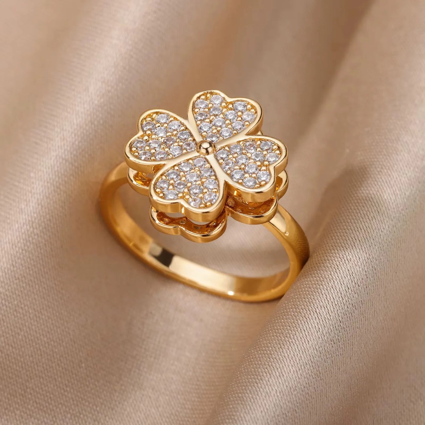 Elegant Zircon Flower Butterfly Rings