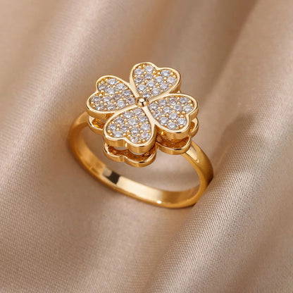 Elegant Zircon Flower Butterfly Rings