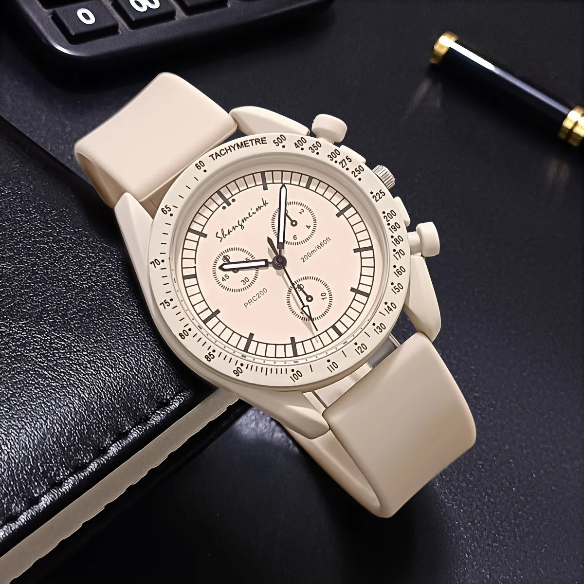 Imitation Three-Eyes Dial Silicone Band Quartz Sports Watch