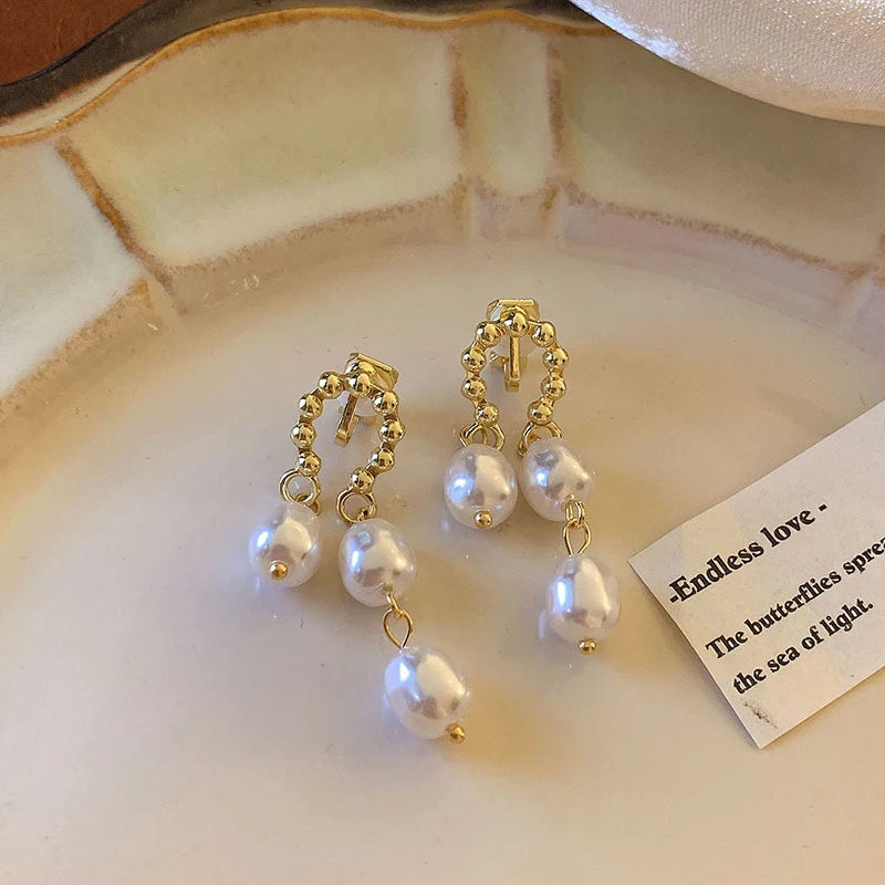 French Vintage Imitation Pearl Clip on Earrings