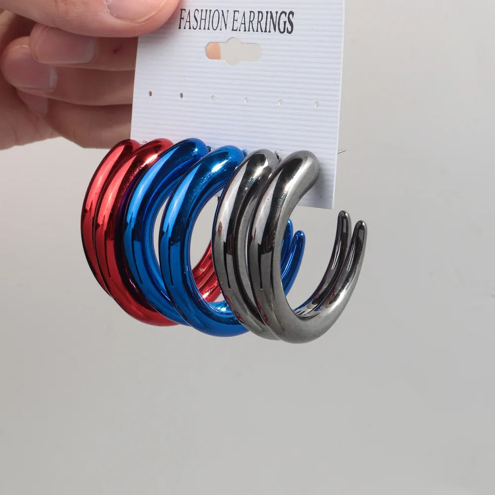 FishSheep Trendy Acrylic Geometric Circle Hoop Earrings Set