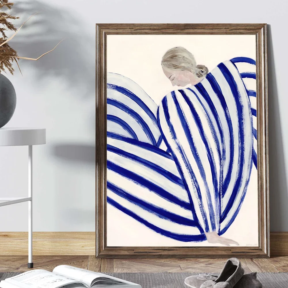 Abstract Line Geometry Curve Girl Posters Modern Classic Vintage Poster