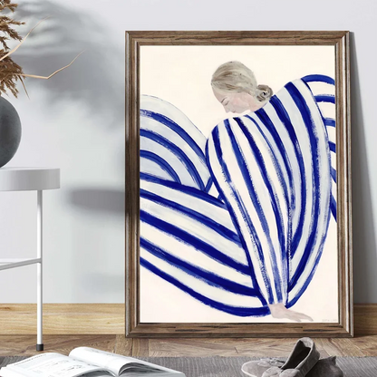 Abstract Line Geometry Curve Girl Posters Modern Classic Vintage Poster