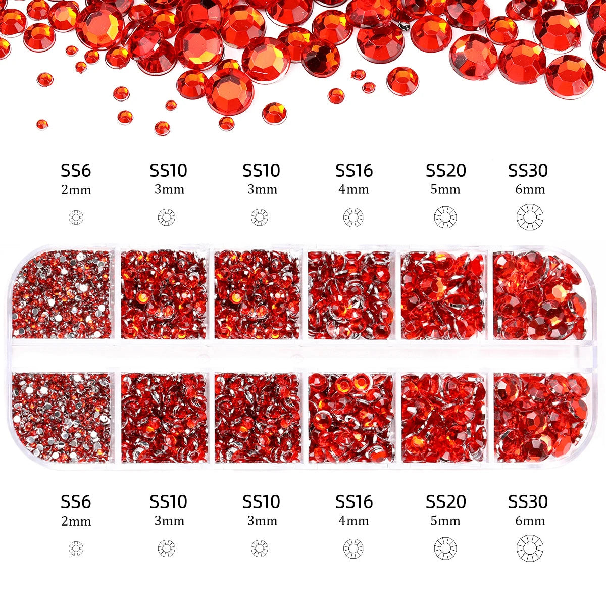 2400pcs+ Shiny Clear Crystal Gems Nail Rhinestones