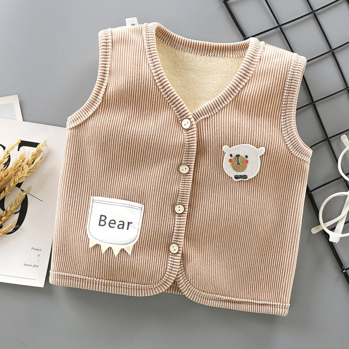 Kids Clothes Waistcoat Vest Thicken Velvet Lining Keep Warm Jackets Vest
