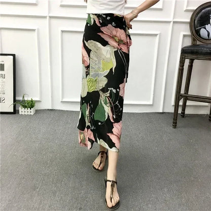 High Waist Wrap Maxi Boho Long Skirt