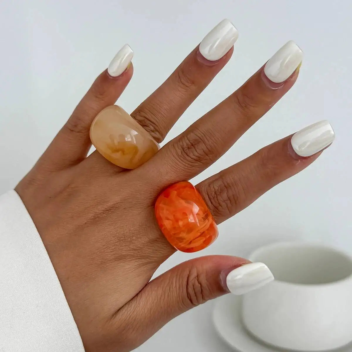 Y2K Korean Resin Acrylic Trendy Round Big Kpop Finger Knuckle Rings