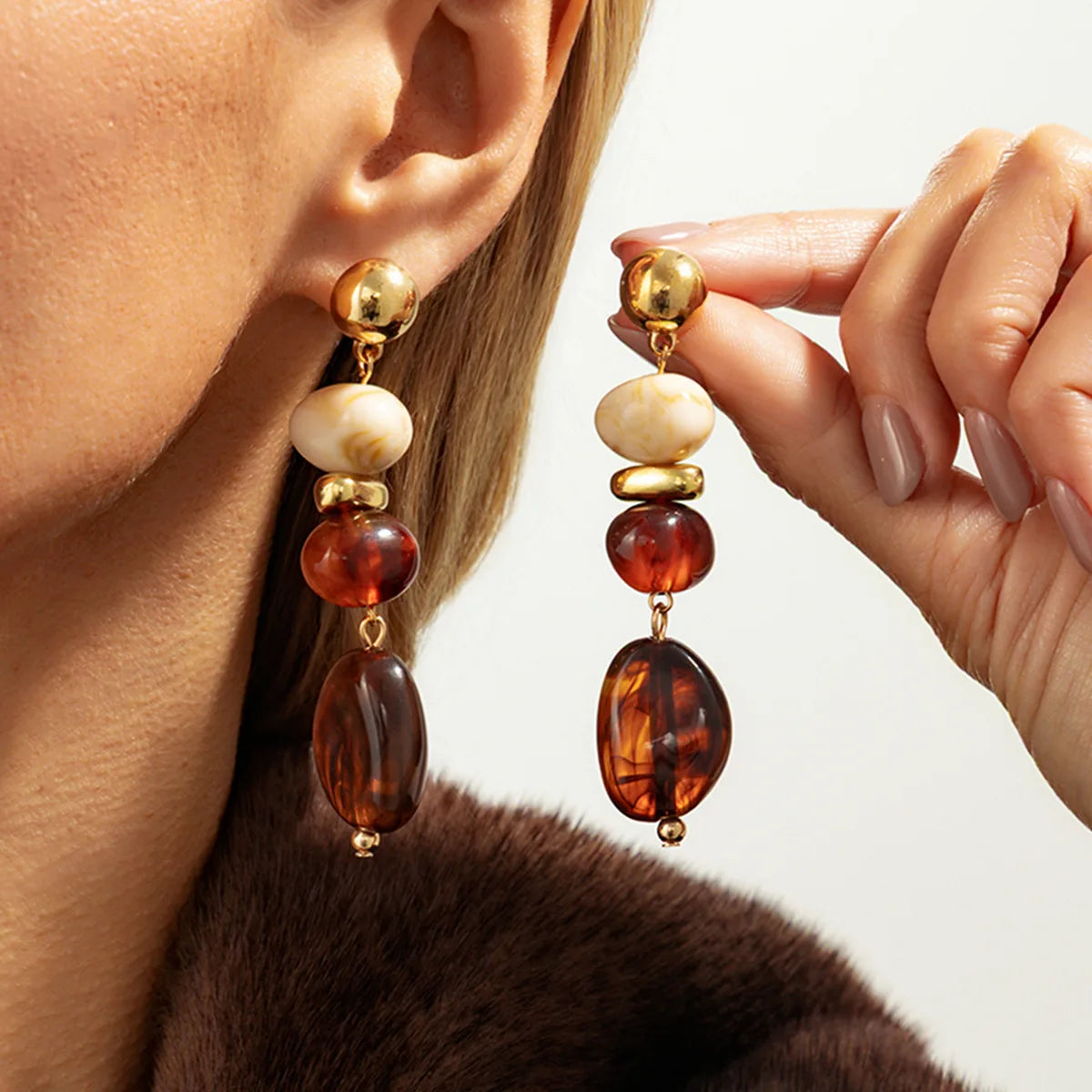 Acrylic Geometric Pendant Bohemian Round Water Droplet Drop Earrings