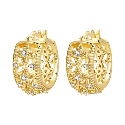 S925 Sterling Silver 18k Gold Square Hoop Earrings