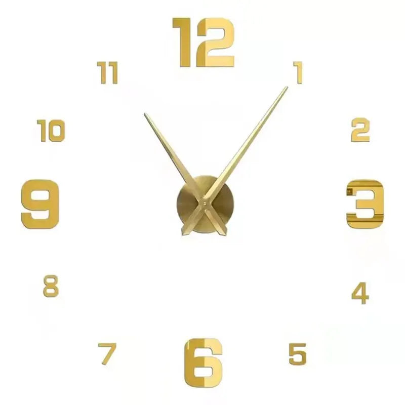 Large Wall Clock 3D DIY Quartz Acrylic Mirror Stickers Clocks