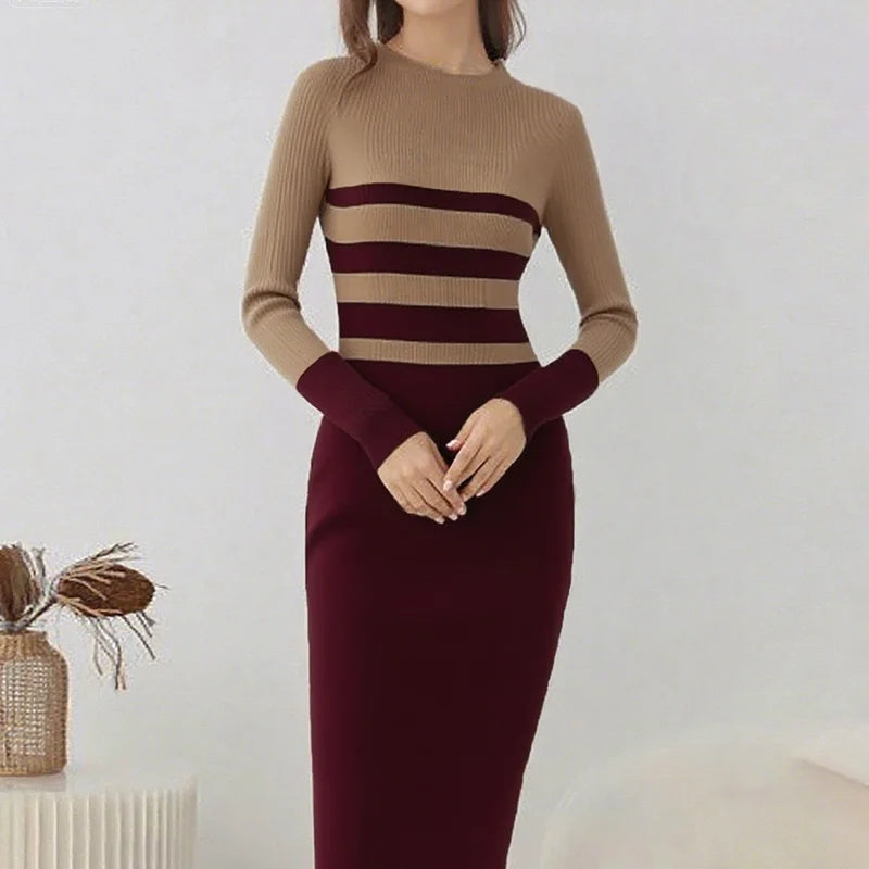 Long Sleeve Knit Elegant Dress