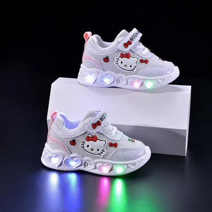 Hello Kitty Led Light Cartoon Leather Sport Sneakers