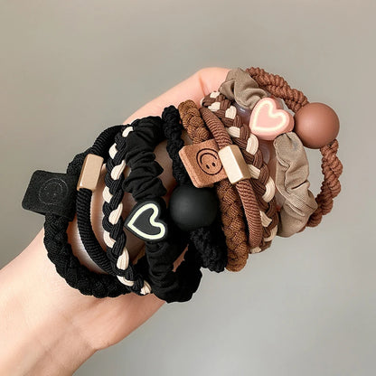 5/10pcs Simple Heart Ball  Scrunchie  Ties Ropes