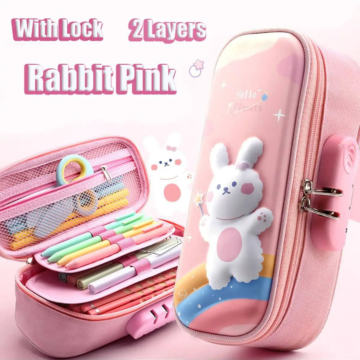 3D Large Capacity Unicorn Pencil Case Kawaii Cute Pen Box Bag