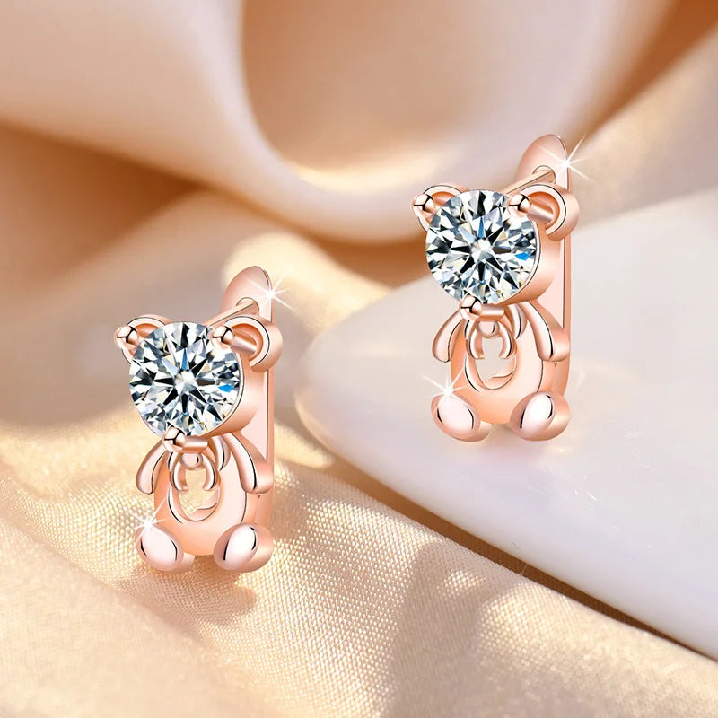 925 Sterling Silver Zircon Buckle Earrings